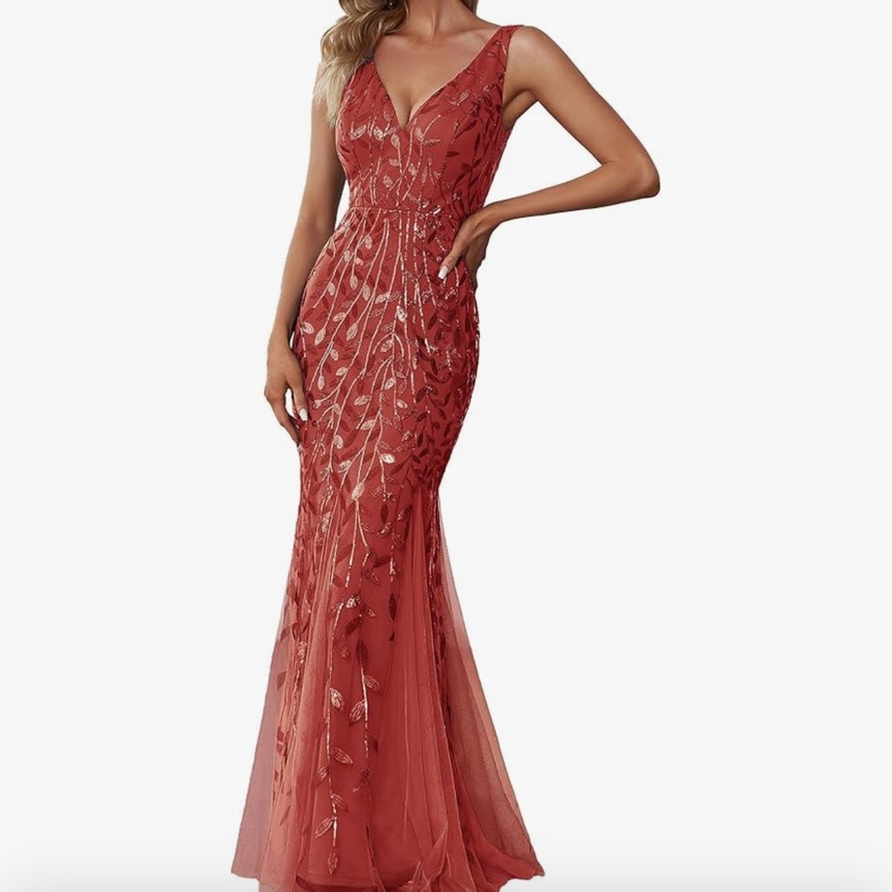 Burnt orange bridesmaids dress
